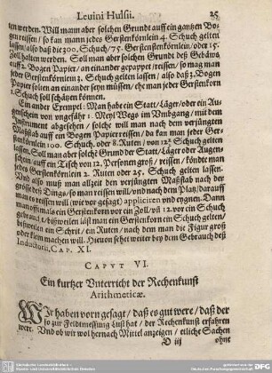 CAPUT VI. Ein kurtzer Unterricht der Rechenkunst Arithmeticae.