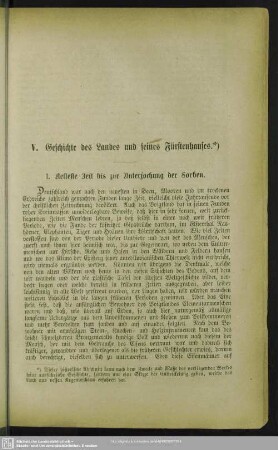 V. Geschichte des Landes und seines Fürstenhauses
