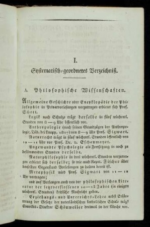3-13, I. Systematisch-geordnetes Verzeichniß