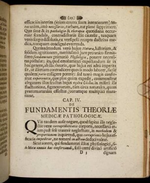 Cap. IV. De Fundamentis Theoriæ Medicæ Pathologicæ.