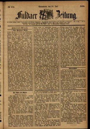 Ausgabe vom Samstag, den 10. Juli 1886.