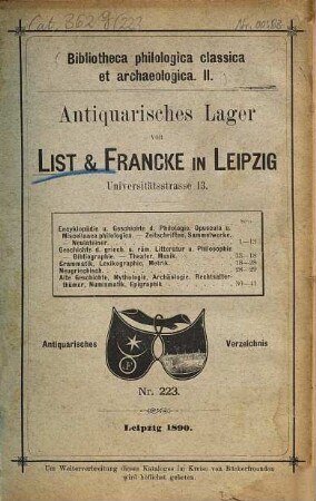 Lager-Verzeichnis. 223. 1890