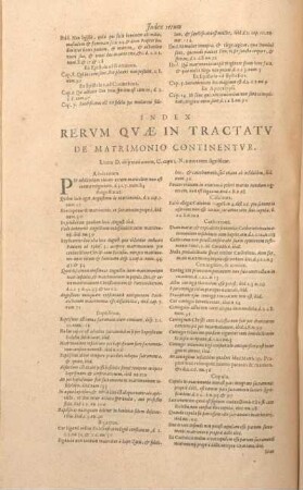 Index Rervm Qvae In Tractatv De Matrimonio Continentvr.