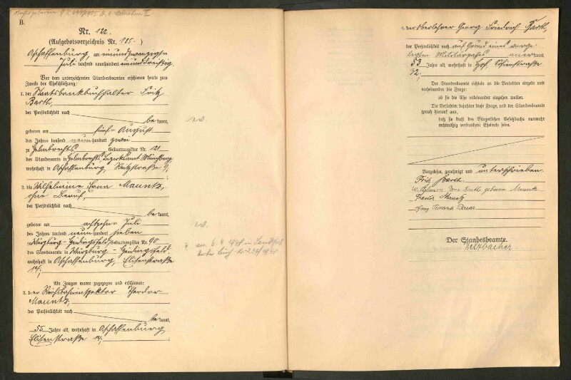 Standesamtsbuch der Stadt Aschaffenburg: Eheschließungen 252/1930 - 130/1931