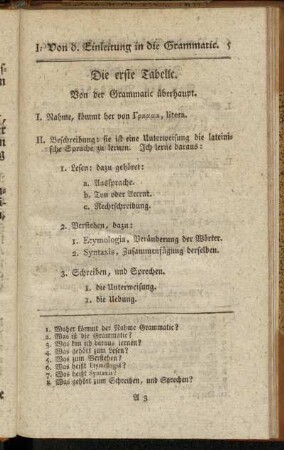 I. Von d. Einleitung in die Grammatic.