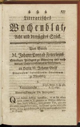 Acht und dreysigstes Stück.