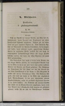 X. Abschnitt. Fortification
