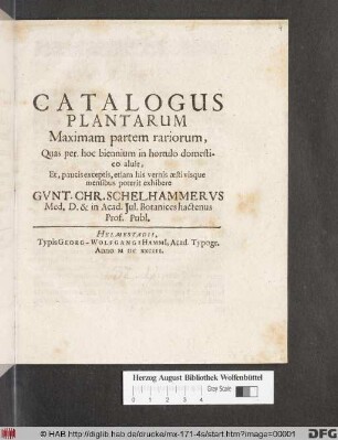 Catalogus Plantarum Maximam partem rariorum
