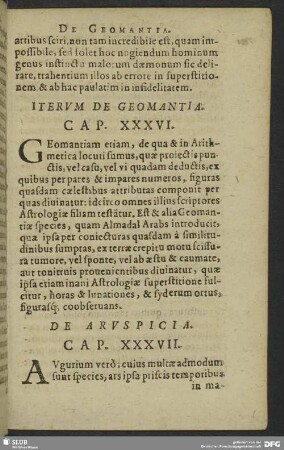 Iterum De Geomantia. Cap. XXXVI.
