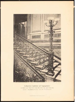 Geschmiedeter Kandelaber und Treppengeländer im Hause Ernst Mendelssohn-Bartholdy, Berlin: Ansicht