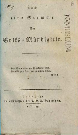 Auch eine Stimme über Volks-Mündigkeit