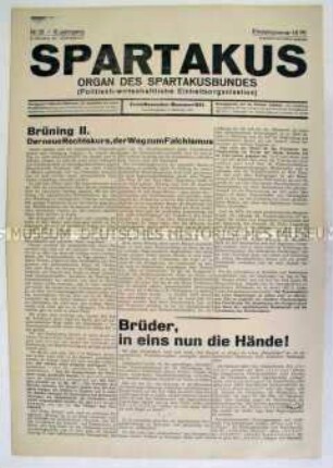 Trotzkistische Wochenzeitung "Spartakus" zur Regierungskrise in Berlin