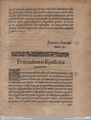 Praecedentis Epistolae appendix.