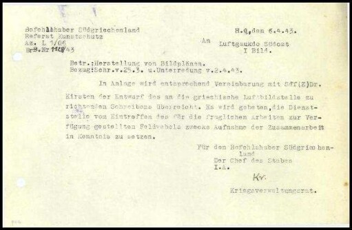 W. Kraiker an Luftgaukdo. Südost