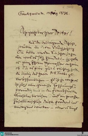 Brief von Hans Thoma an Unbekannt vom 19.03.1898 - K 3413