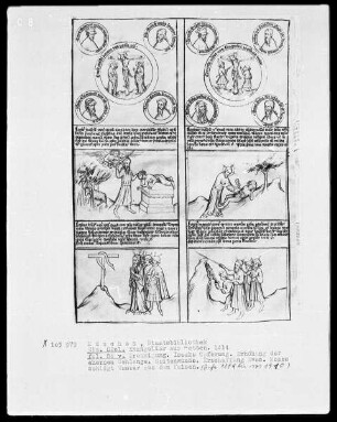 Evangeliar aus Metten — Zwei neutestamentliche Szenen mit ihren alttestamentarischen Typen in sechs Feldern, Folio 86verso
