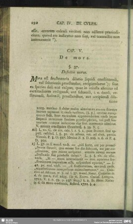Cap.V. De mora