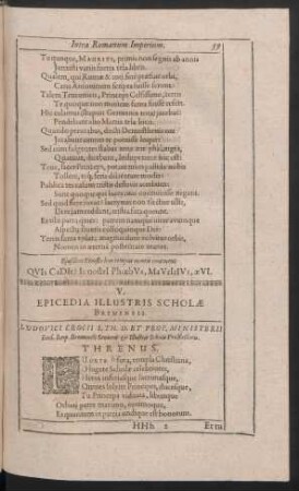 V. Epicedia Illustris Scholae Bremensis.