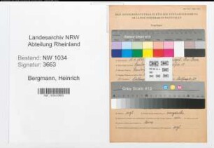 Entnazifizierung Heinrich Bergmann , geb. 13.04.1891 (Oberstleutnant)