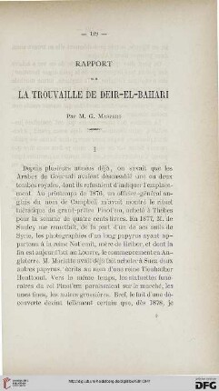 2.Ser. 2.1881: Rapport sur la trouvaille de Deir-el-Bahari