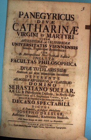 Panegyricus Divae Catharinae Virgini et Martyri