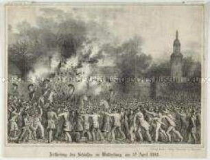 Zerstörung des Schlosses zu Waldenburg am 5. April 1848