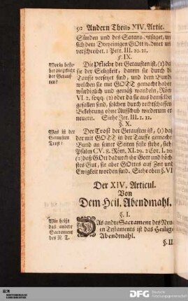 Der XIV. Articul. Von Dem Heil. Abendmahl.