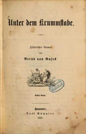 Unter dem Krummstabe : historischer Roman, 1
