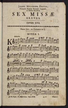 1-12, Flauto I., ou Clarinetto in C. Missa I. - Missa II.