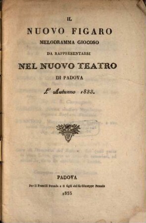 Il nuovo figaro : Melodramma giocoso
