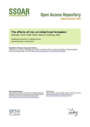 The effects of risk on initial trust formation
