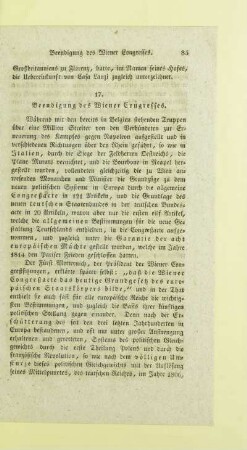 17. Beendigung des Wiener Congresses