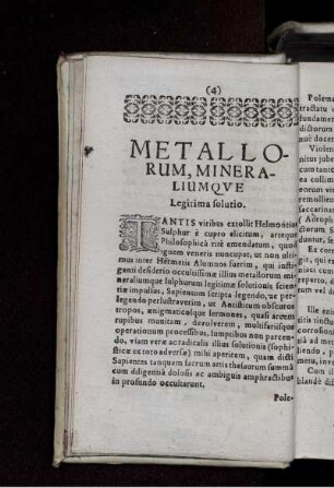 Metallorum, Mineraliumque Legitima solutio