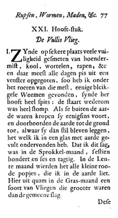 XXI. Hooft-stuk. De Vullis Vlieg
