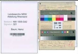 Entnazifizierung Heinz Baum , geb. 27.09.1914 (Uhrmacher)