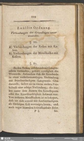 Zwölfte Ordnung. Verbindungen der Grundlagen unter einander