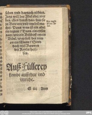 Aus füllerey kombt auffrhur und unruhe.