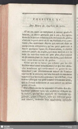 Chapitre XV. Des Mines de charbon de terre