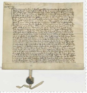 Testament des Engelbrecht Hoke, besiegelt durch die Lüneburger Ratsmannen Dyderik Springintgud und Hartwich van der Molen.