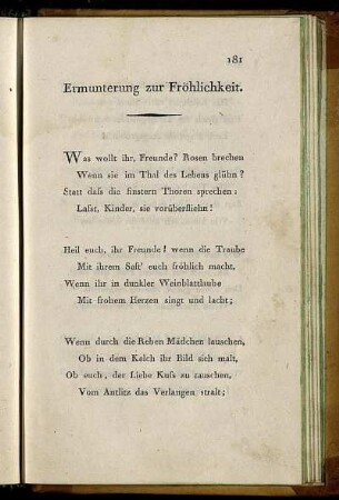 Ermunterung zur Fröhlichkeit.