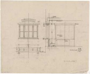 Döllgast, Hans; München - Harlaching; Wohnhaus Dir. Rausche - Fenster, Terrassentür EG (Ansichten; Schnitt)