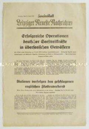 Sonderblatt der "Leipziger Neuesten Nachrichten" zum Seekrieg in Übersee