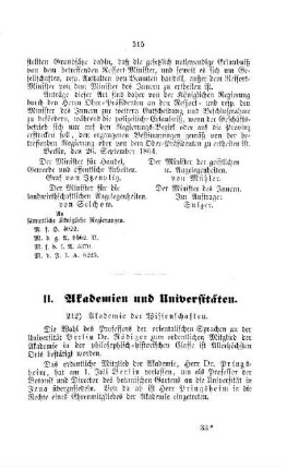 Akademie der Wissenschaften : [II. Akademien und Universitäten]