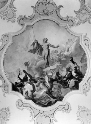 Auferstehung : Auferstehung. Deckenmalerei (1762; E. Gabriel). Osterhofen (Bad Waldsee), Kapelle