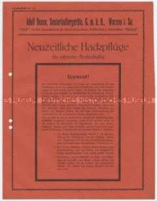 Neuzeitliche Hackpflüge für intensive Bodenkultur