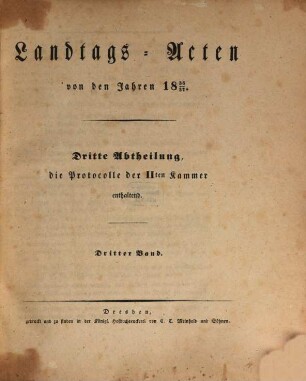 Landtags-Acten. 3. Abtheilung, Die Protokolle der 2. Kammer. 1836/37, Bd. 3