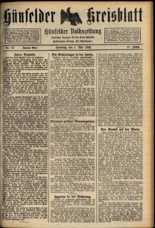 Zweite Ausgabe vom Samstag, den 01. Mai 1926.