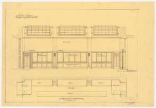 Warenhaus Wertheim, Leipziger Straße, Berlin 3. Bauabschnitt, Erweiterungsbau Voßstraße: Vorhalle an der Voßstraße, Korsettlager: Wandansichten mit Grundrissen, 1:25