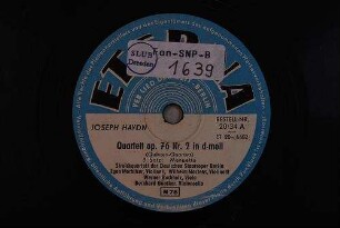 Quartett : op. 76 Nr. 2 in d-moll; (Quinten-Quartett); 3. Satz: Menuetto / Joseph Haydn