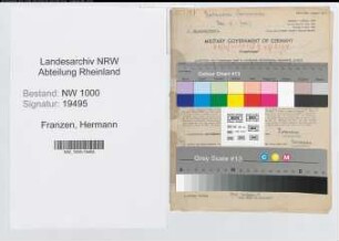 Entnazifizierung Hermann Franzen, geb. 04.07.1902 (Hilfsarbeiter)